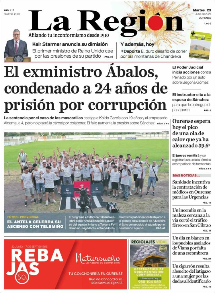 Portada de La Región de Ourense (Espa&ntilde;a)
