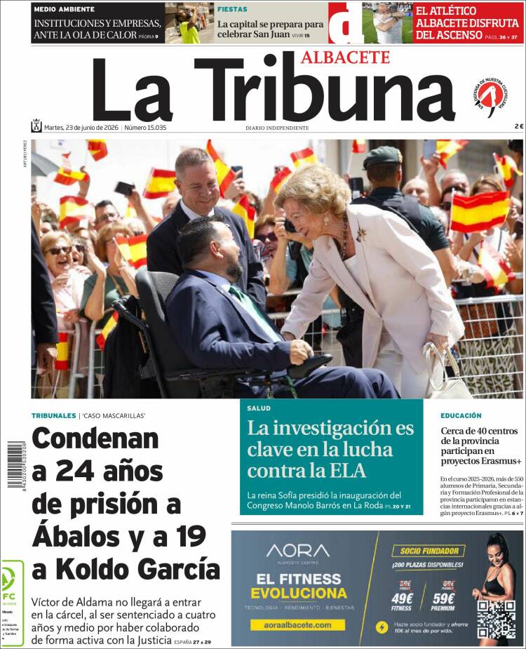 Portada de La Tribuna de Albacete (Espa&ntilde;a)
