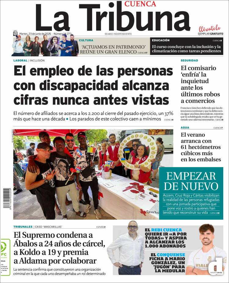 Portada de La Tribuna de Cuenca (Espa&ntilde;a)