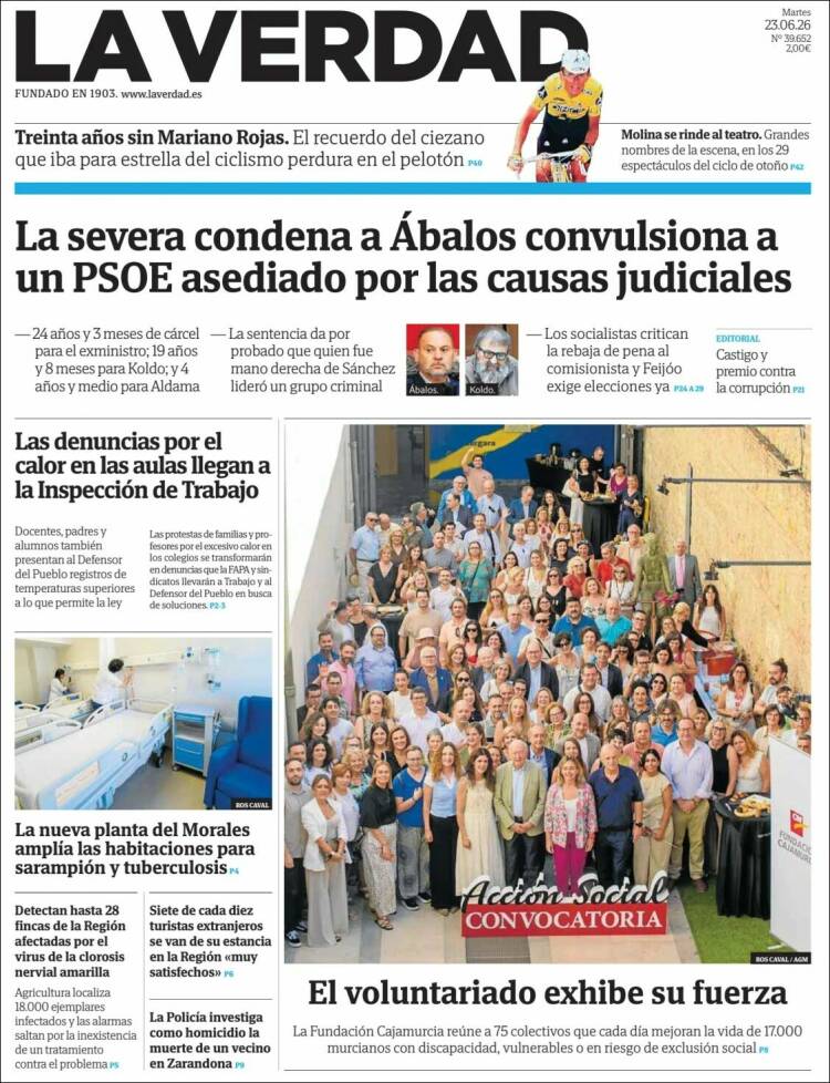 Portada de La Verdad de Murcia (Espa&ntilde;a)