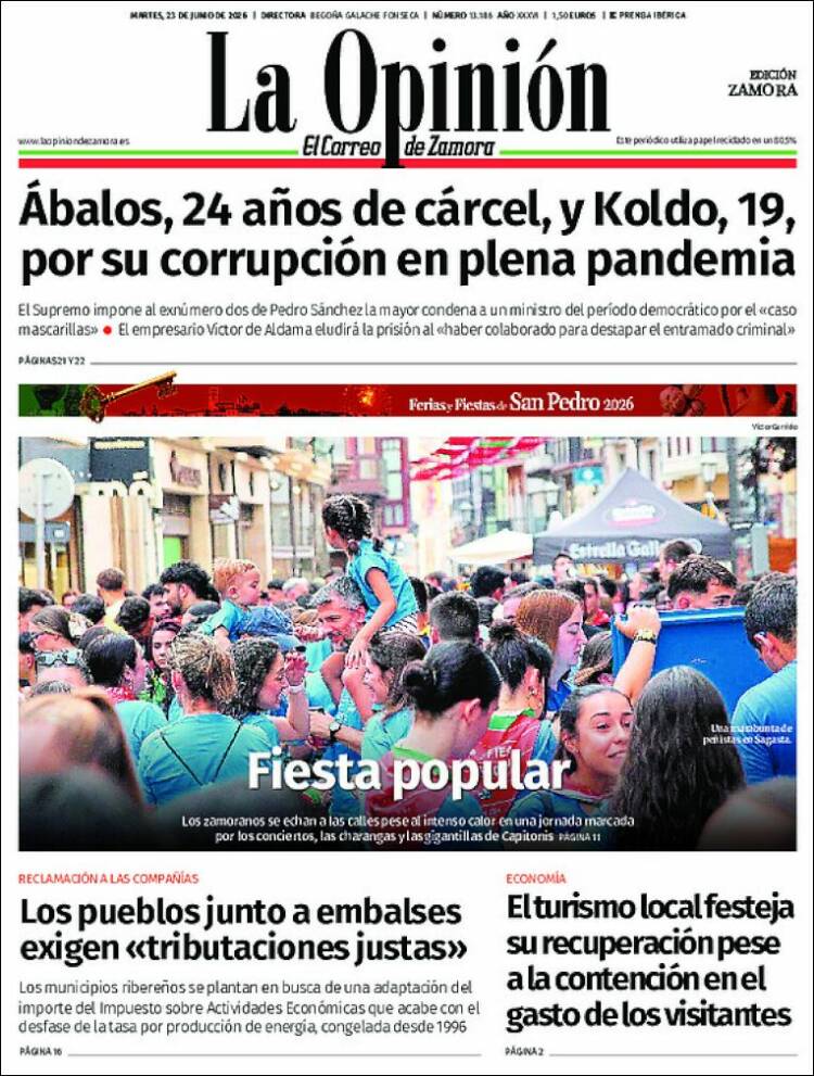 Portada de La Opinión - El Correo de Zamora (Espa&ntilde;a)