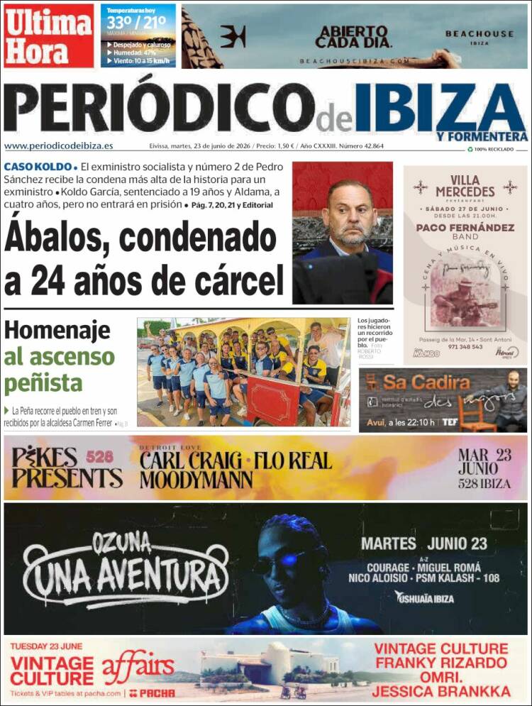 Portada de Periódico de Ibiza (Espa&ntilde;a)