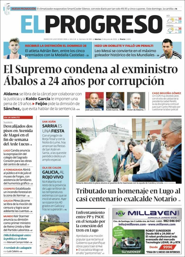 Portada de El Progreso (Espa&ntilde;a)