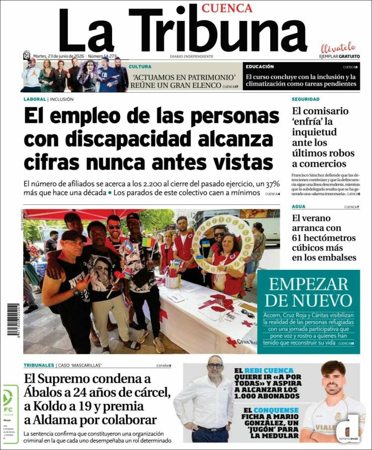 Portada de La Tribuna de Cuenca (Espa&ntilde;a)