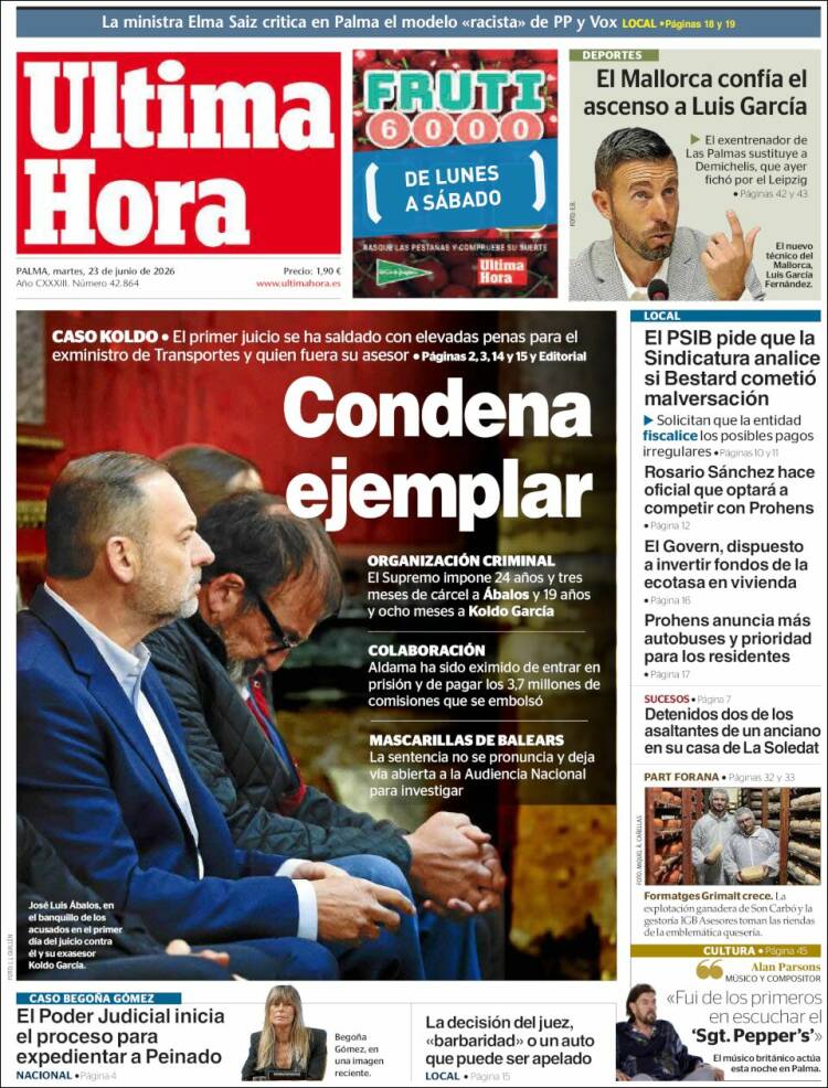 Portada de Última Hora (Espa&ntilde;a)