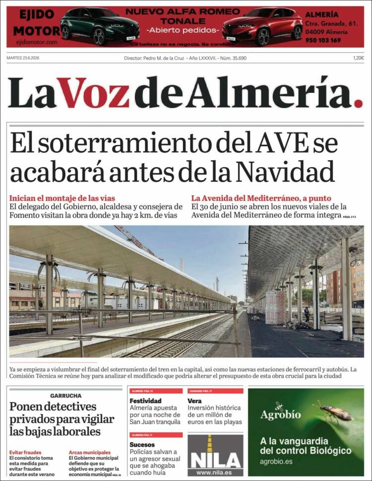 Portada de La Voz de Almería (Espa&ntilde;a)