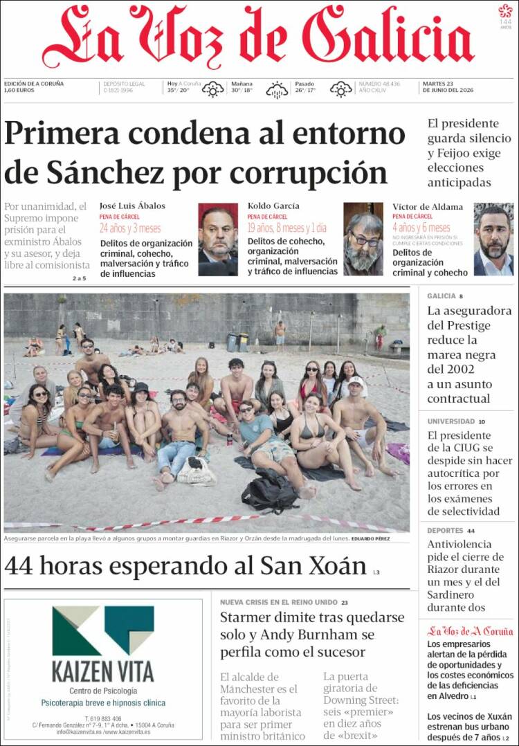Portada de La Voz de Galicia (Espa&ntilde;a)