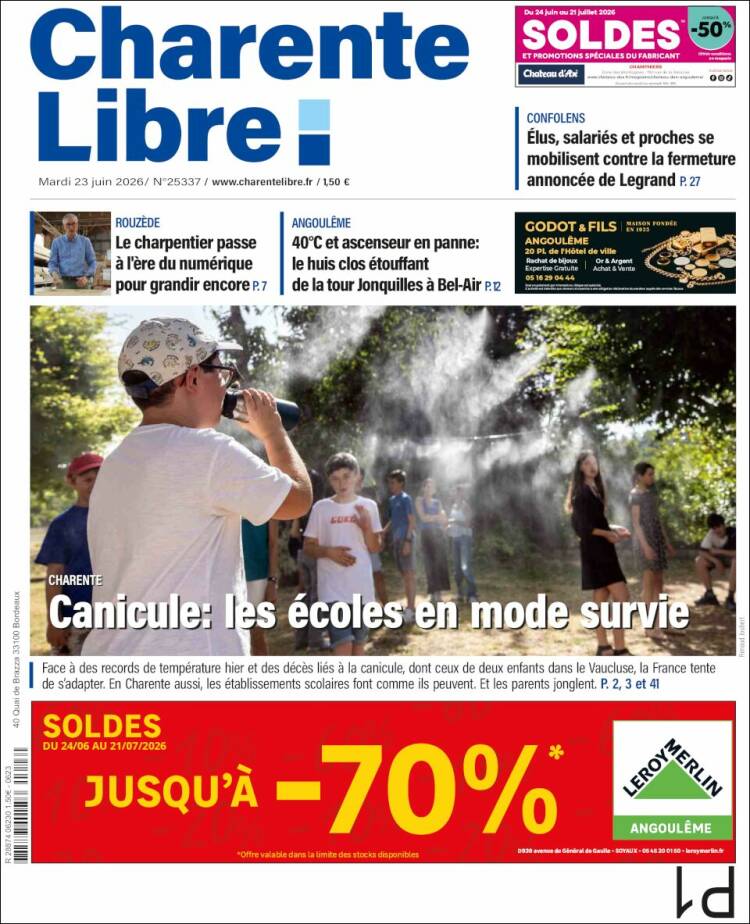Portada de Charente Libre (Francia)