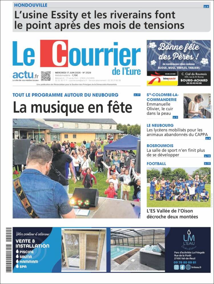 Portada de Le Courrier de l'Ouest (Francia)