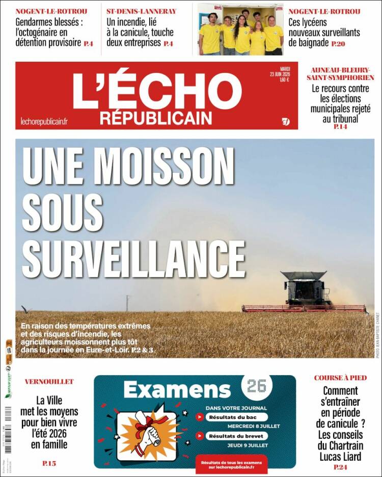 Portada de L'Echo Républicain (Francia)