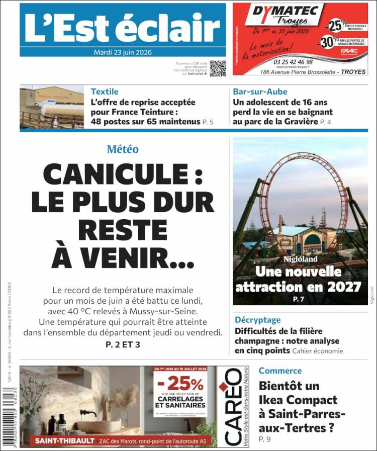 Portada de L'Est Eclair (Francia)