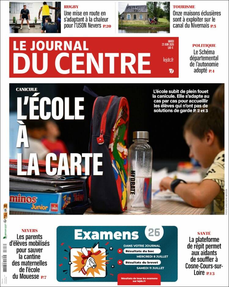Portada de Le Journal du Centre (Francia)