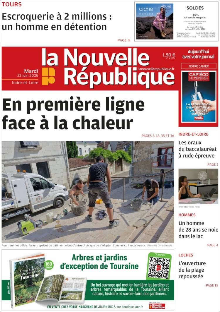 Portada de La Nouvelle Republique (Francia)