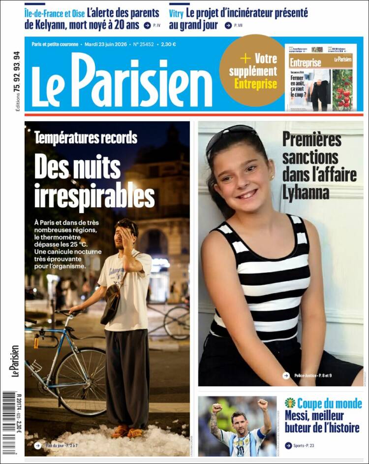 Portada de Le Parisien (Francia)