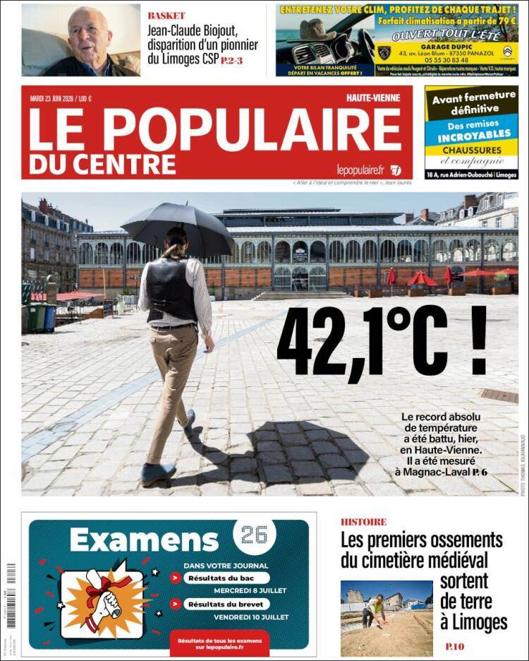 Portada de Le Populaire du Centre (Francia)