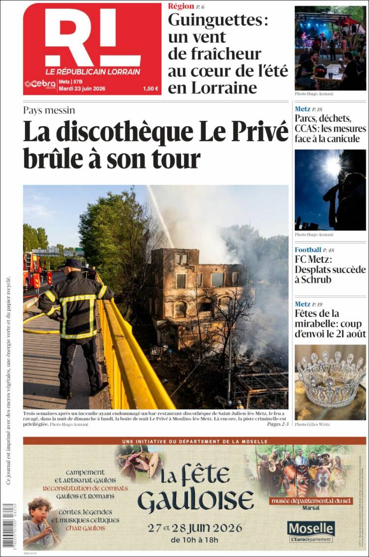 Portada de Le Republicain Lorrain (Francia)