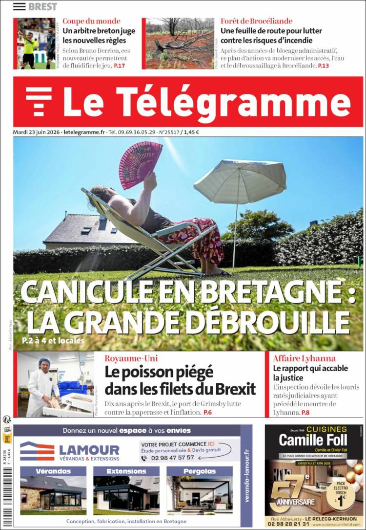 Portada de Télégramme (Francia)