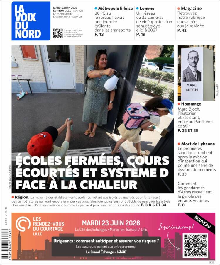 Portada de La Voix du Nord (Francia)