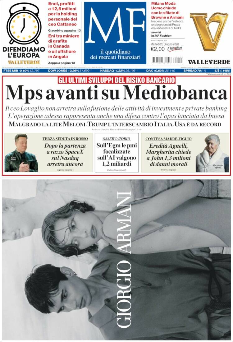 Portada de Milano Finanza (Italia)