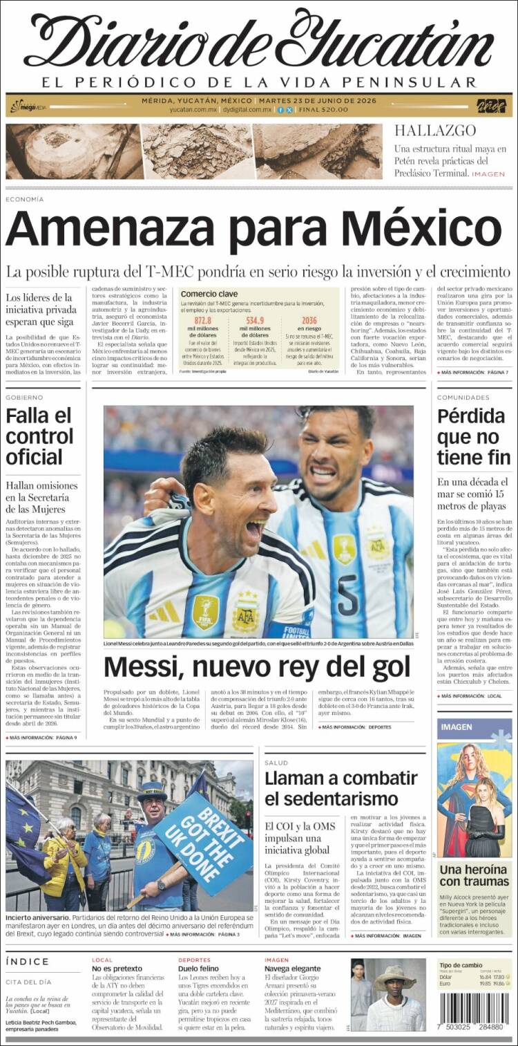Portada de Diario de Yucatán (M&eacute;xico)