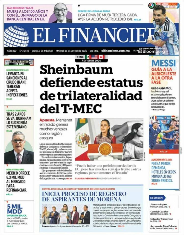 Portada de El Financiero (M&eacute;xico)