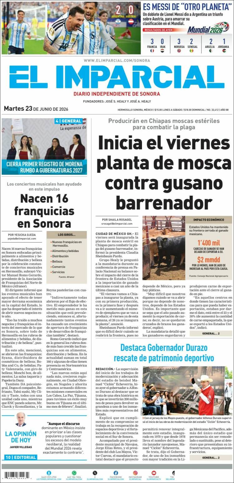 Portada de El Imparcial (M&eacute;xico)