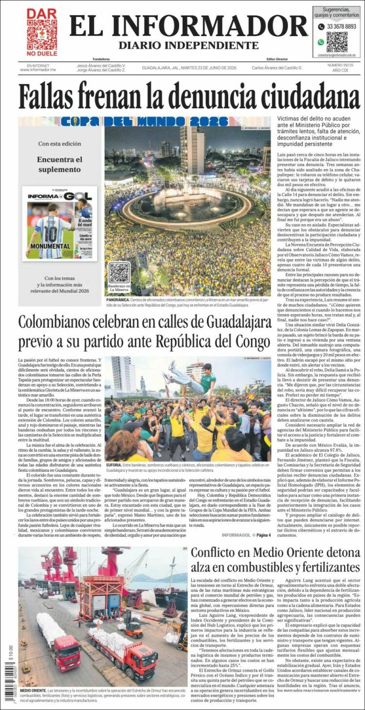 Portada de El Informador (M&eacute;xico)