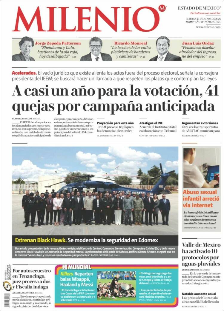 Portada de Milenio - Estado de México (M&eacute;xico)