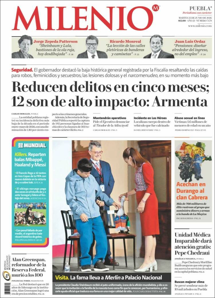 Portada de Milenio de Puebla (M&eacute;xico)