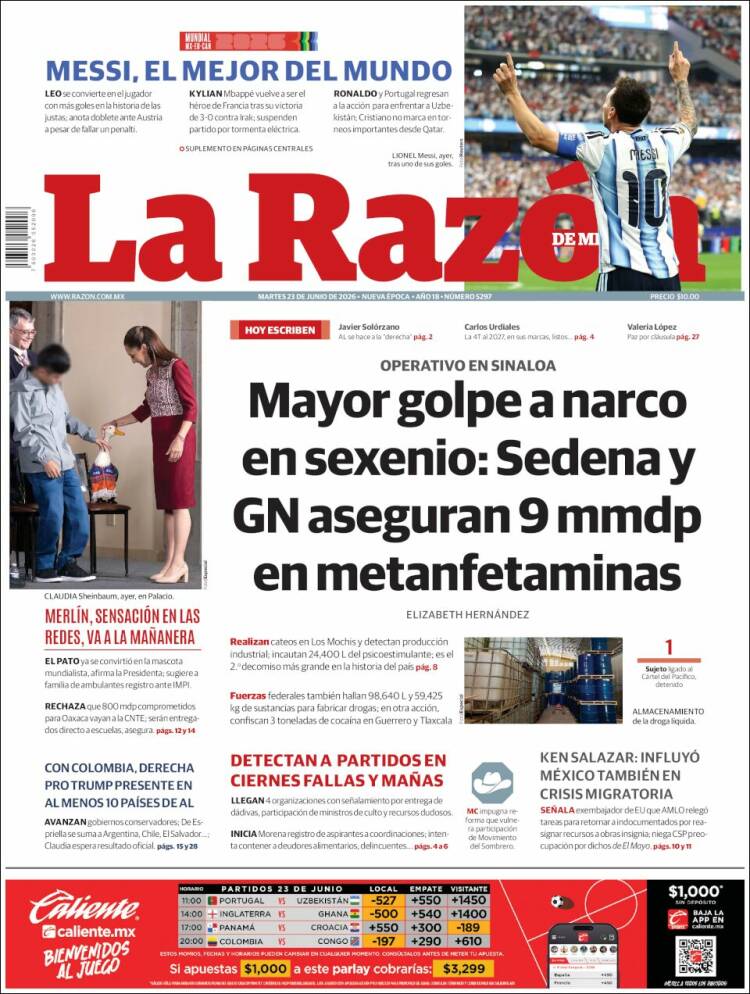 Portada de La Razón (M&eacute;xico)