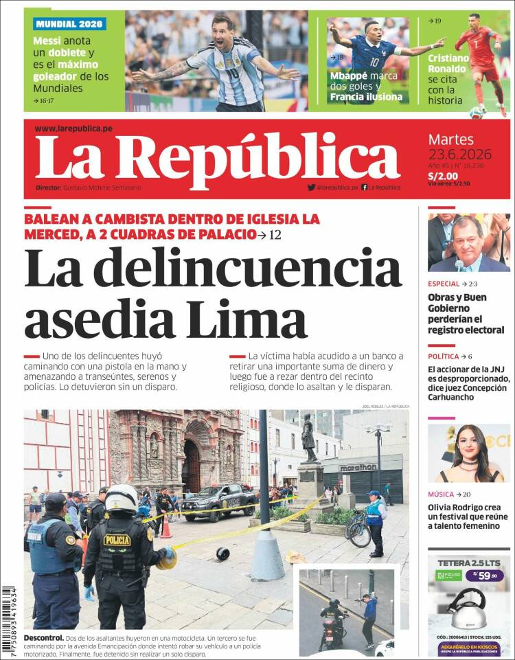 Portada de La Republica (Per&uacute;)