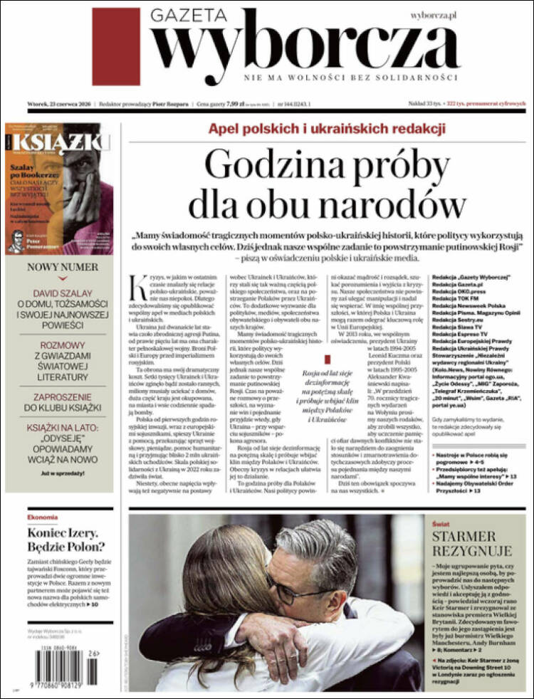 Portada de Gazeta Wyborcza (Polonia)