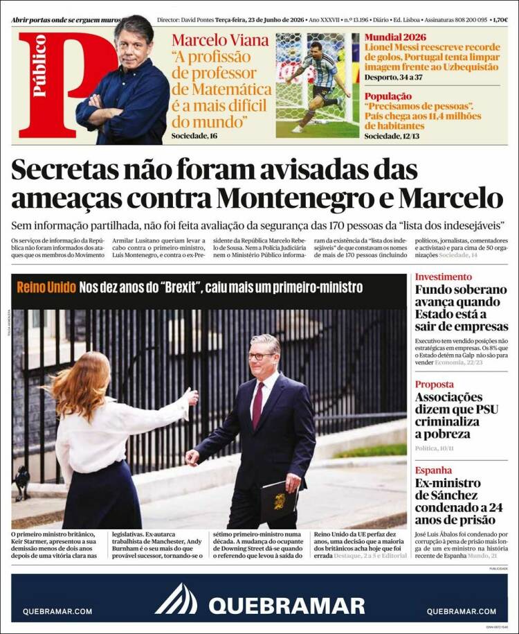 Portada de Público (Portugal)
