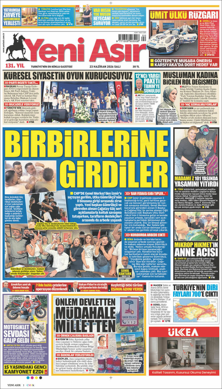 Portada de Yeni Asır (Turqu&iacute;a)
