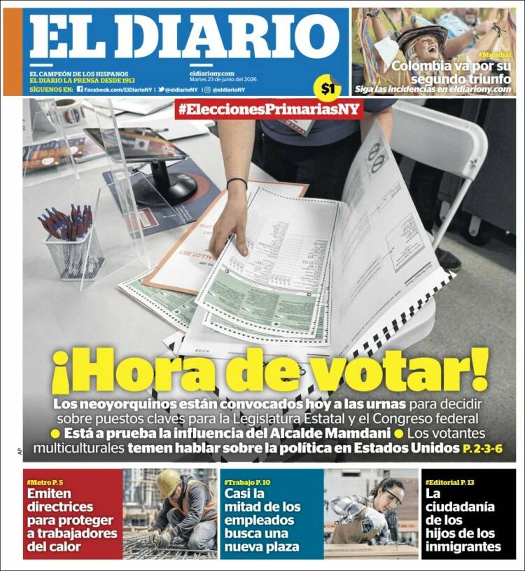 Portada de El Diario NY (USA)