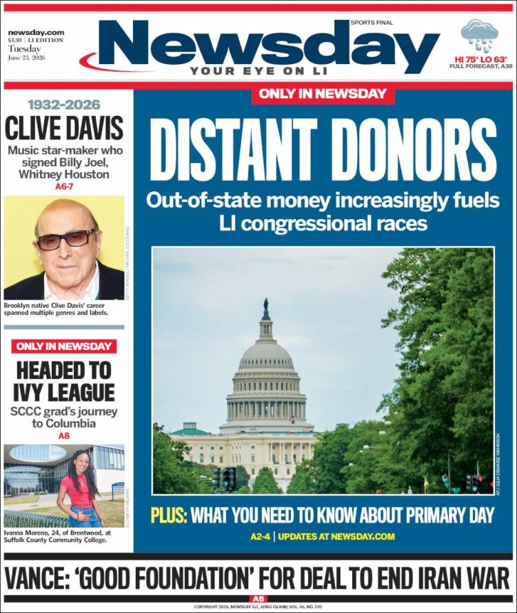 Portada de Newsday (USA)