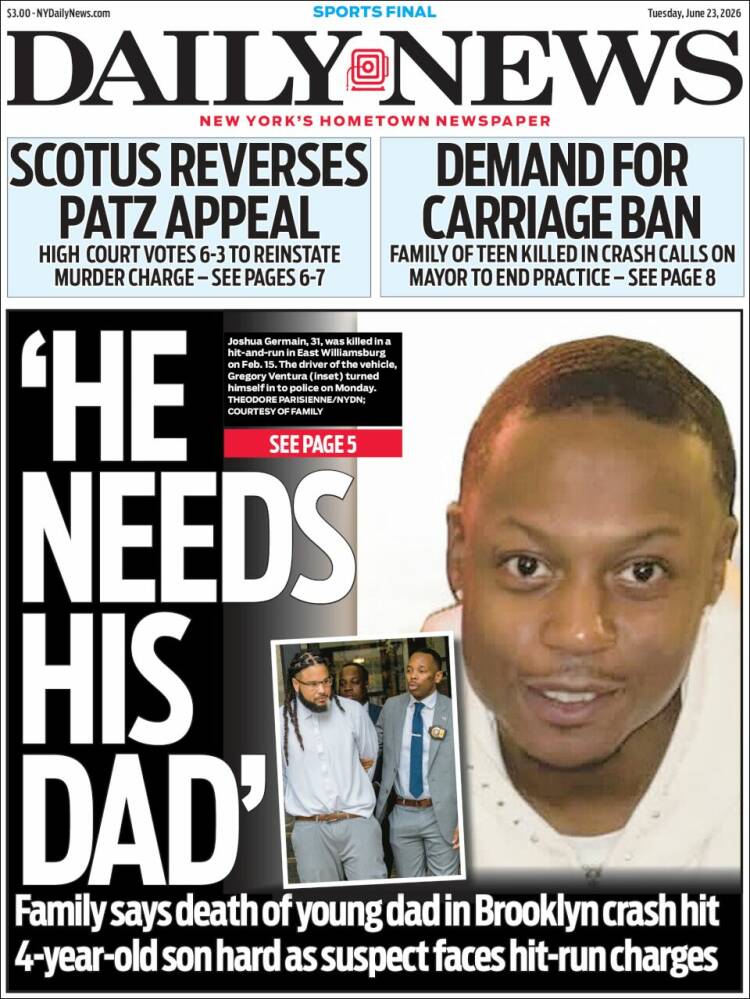 Portada de Daily News - New York (USA)