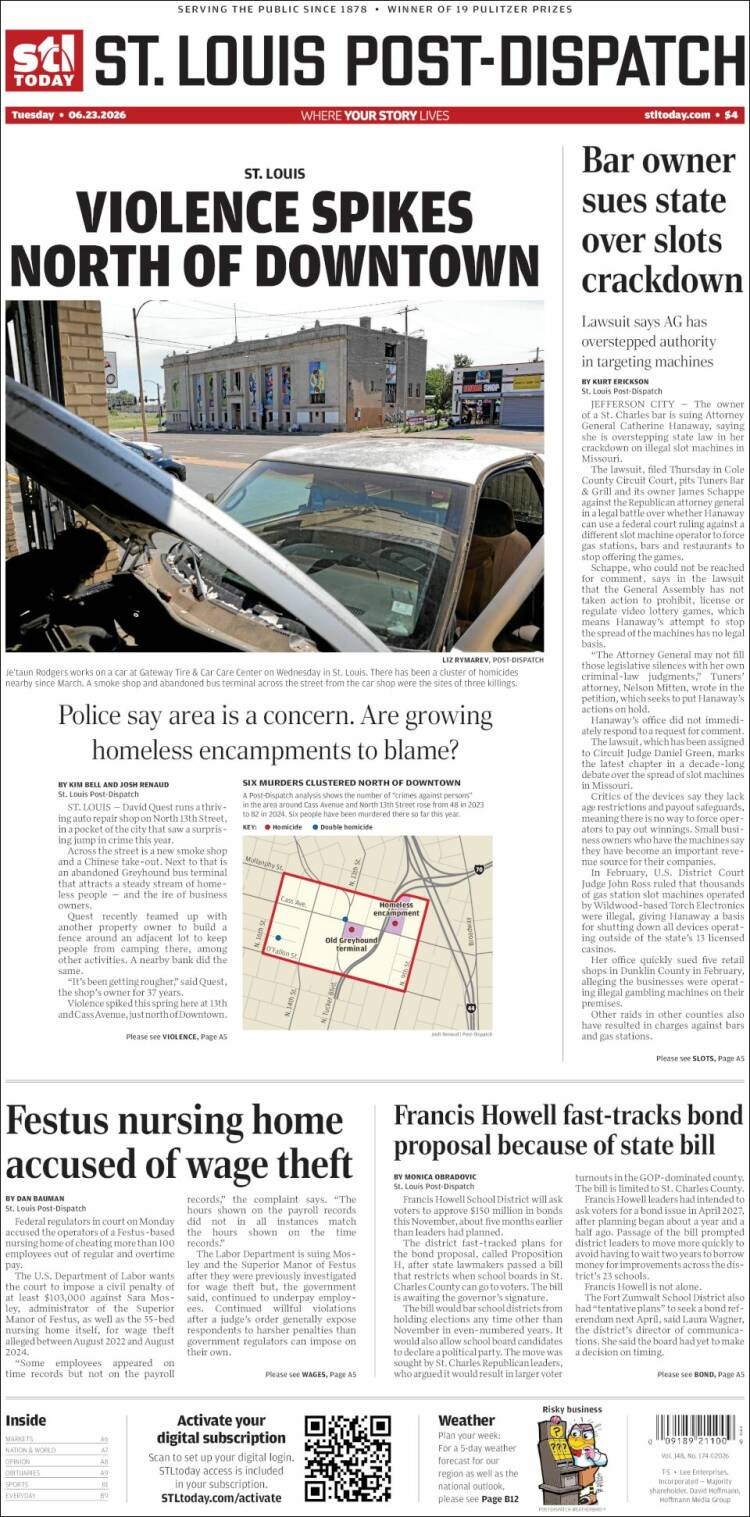 Portada de St. Louis Post-Dispatch (USA)