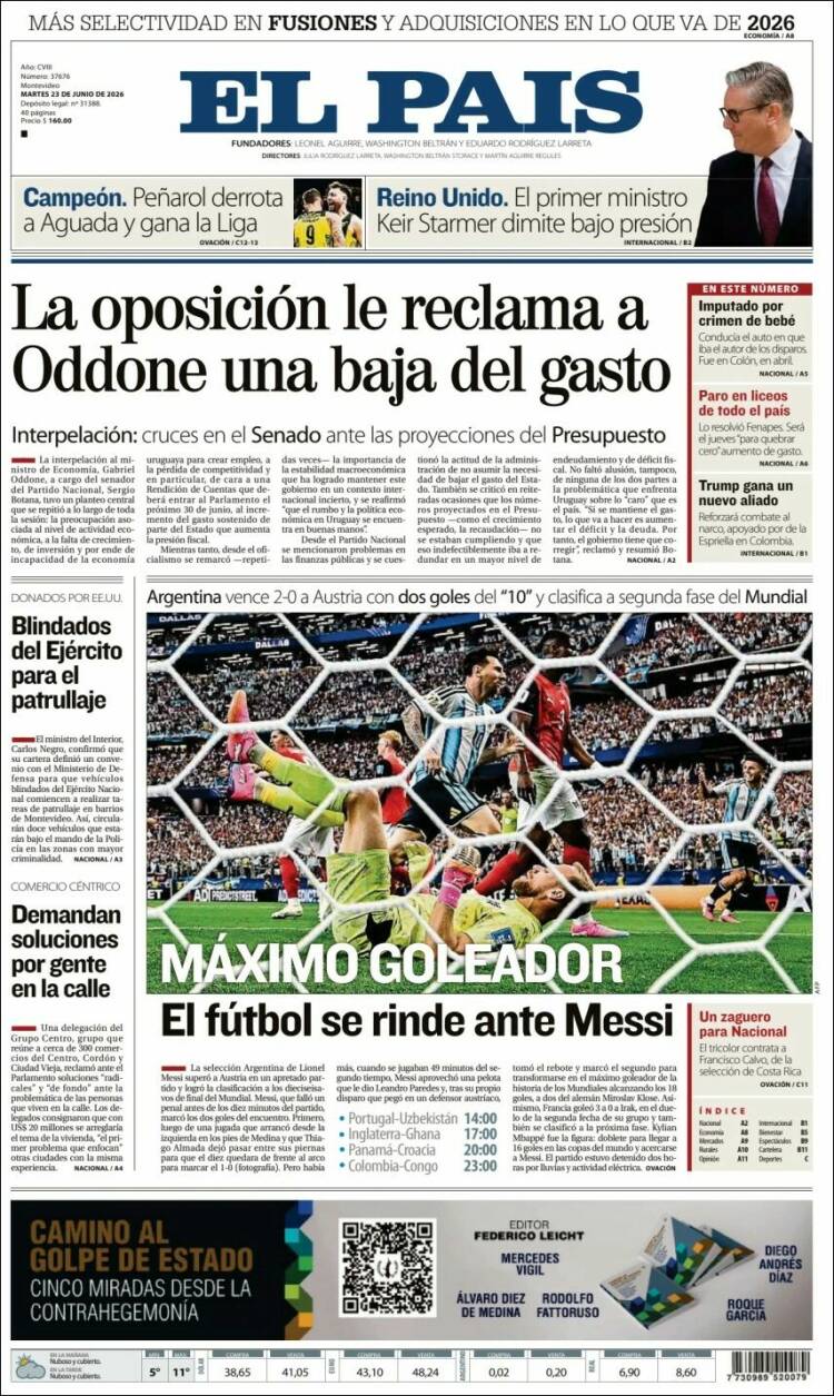 Portada de El País (Uruguay)