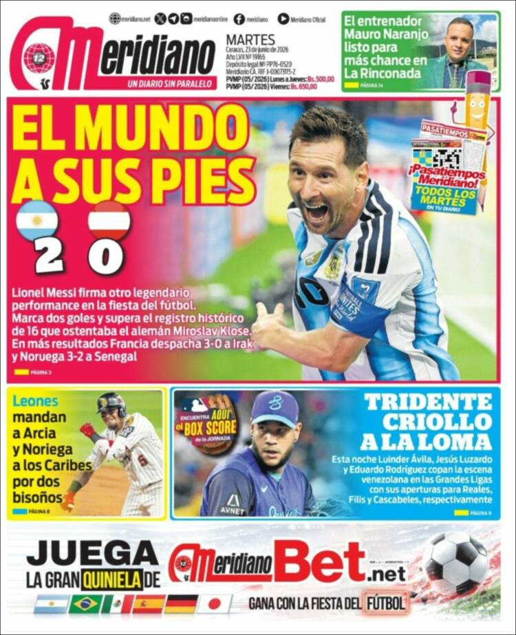 Portada de Meridiano (Venezuela)