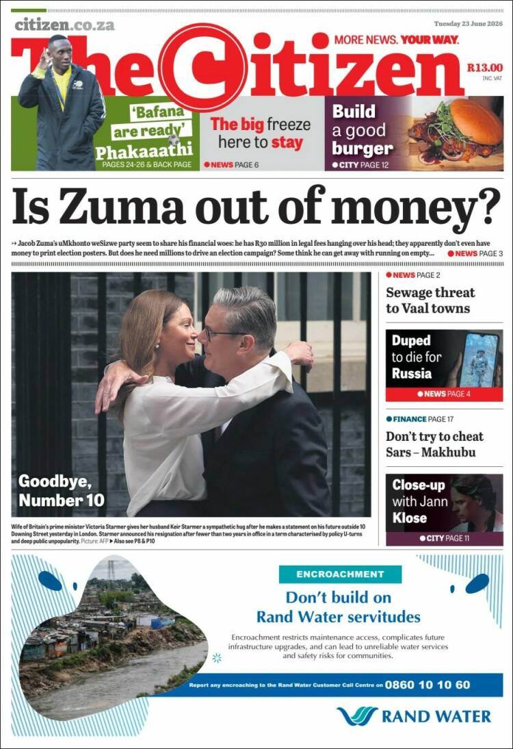 Portada de The Citizen (Sud&aacute;frica)