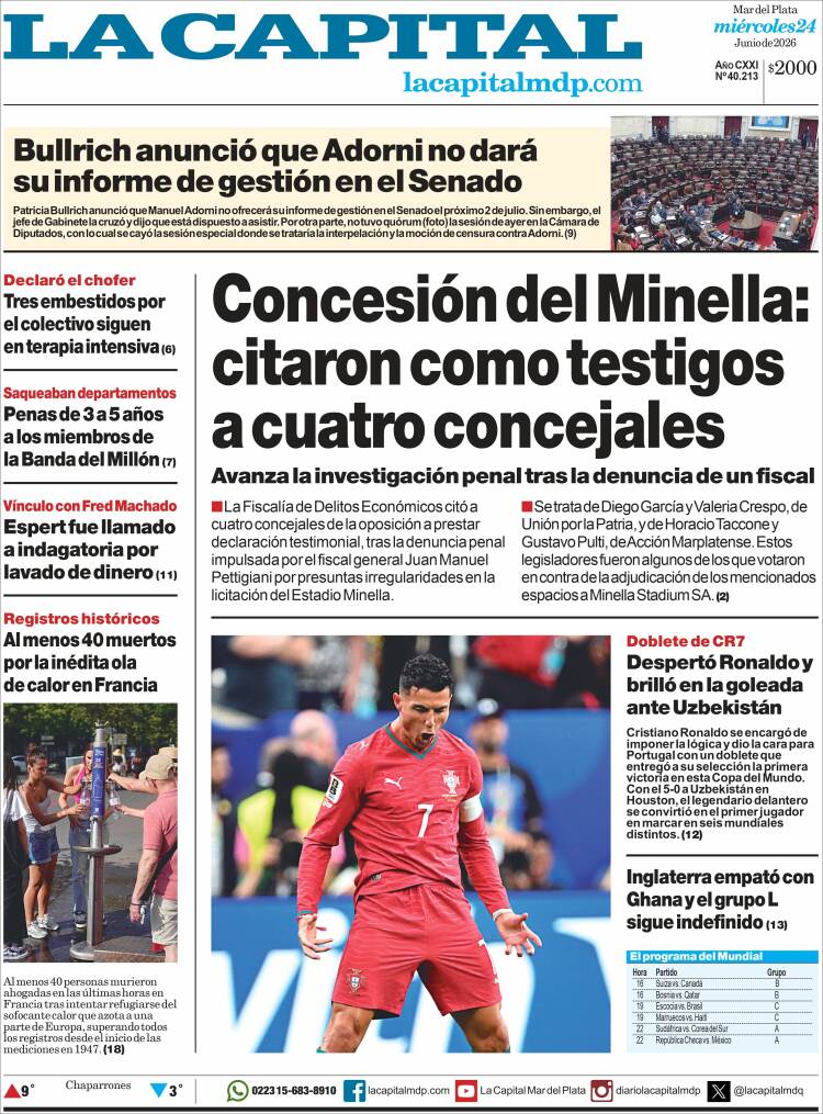 Portada de Diario La Capital - Mar del Plata (Argentina)