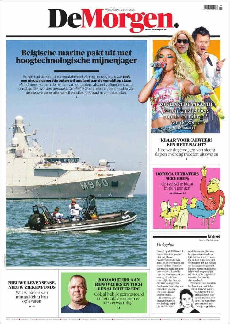 Portada de De Morgen (B&eacute;lgica)