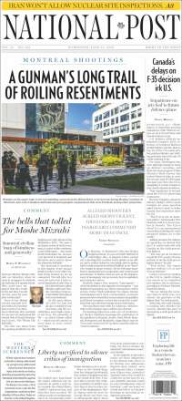 Portada de The National Post (Canada)