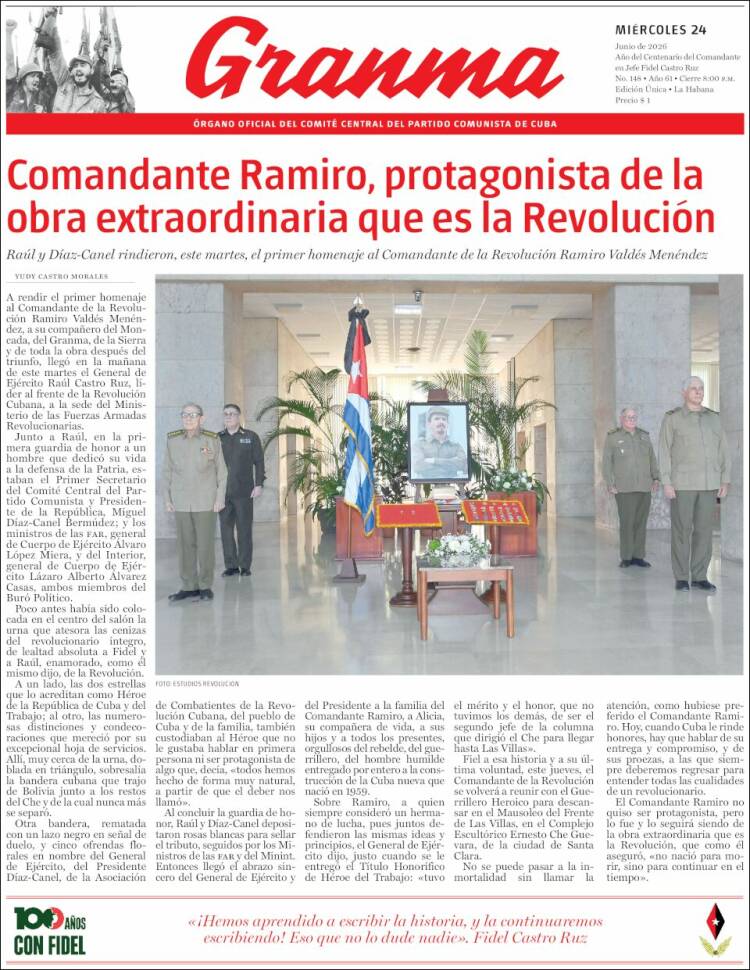 Portada de Granma (Cuba)