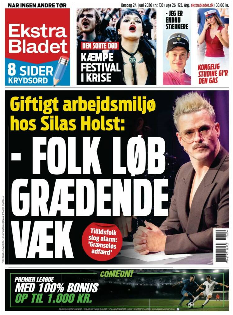 Portada de Ekstra Bladet (Dinamarca)