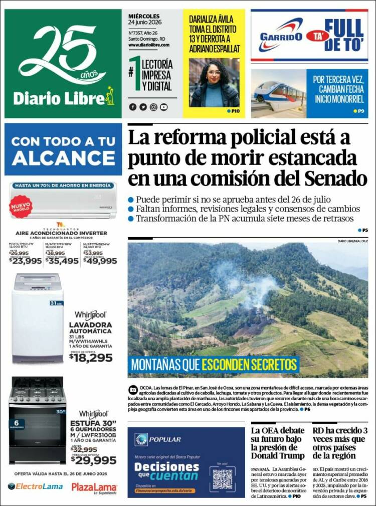 Portada de Diario Libre (R. Dominicana)