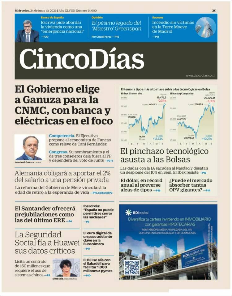 Portada de Cinco Días (Espa&ntilde;a)