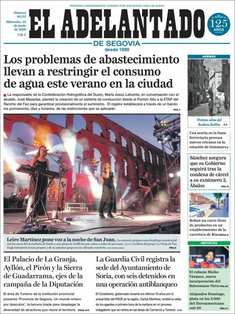 Portada de El Adelantado de Segovia (Espa&ntilde;a)