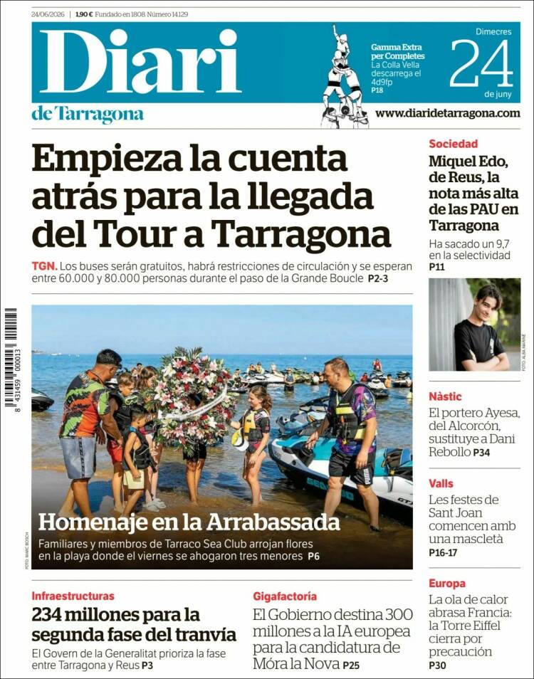 Portada de Diari de Tarragona (Espa&ntilde;a)